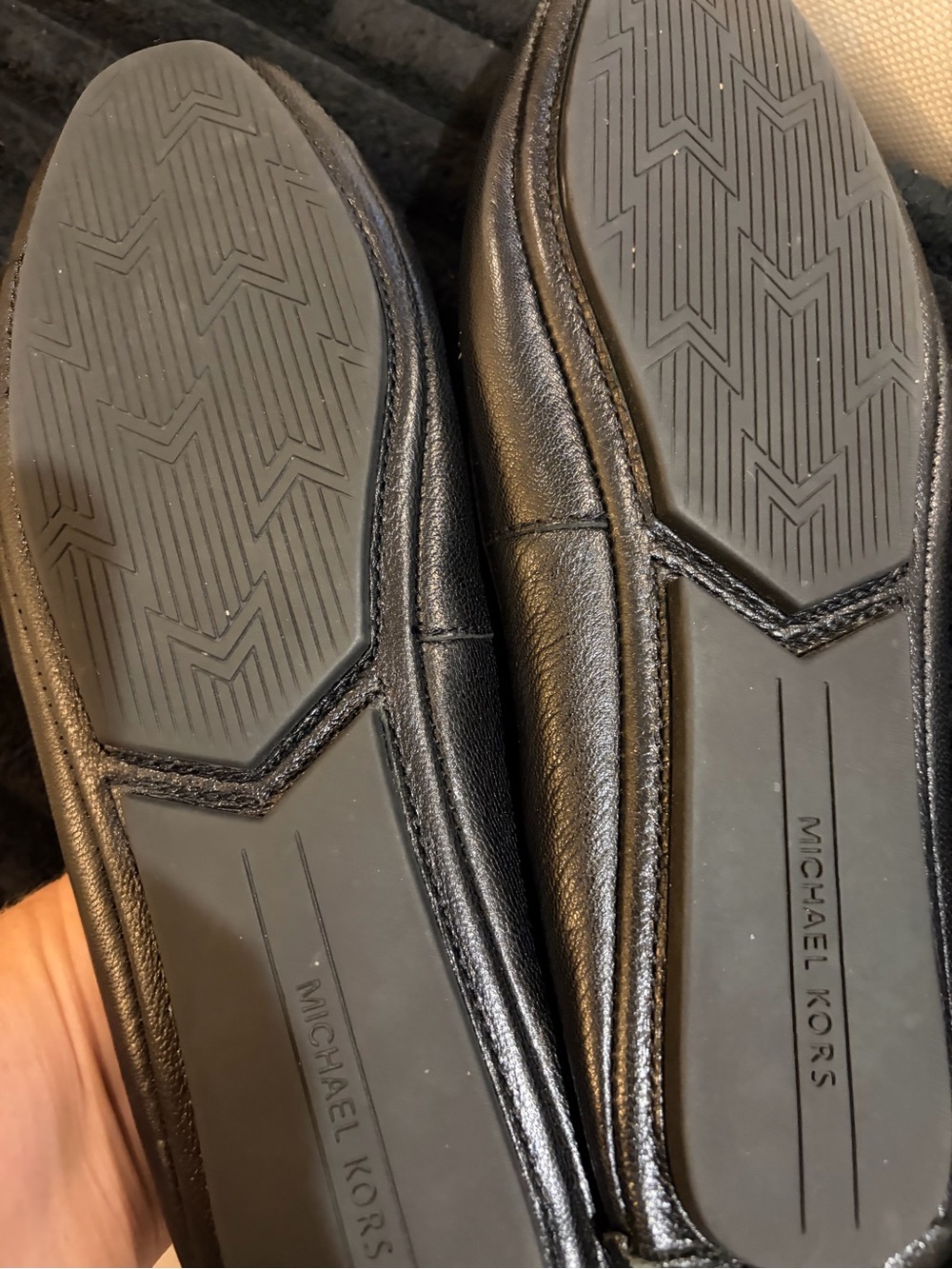Michael Kors Black Quilted Leather Slip-On Ballet Flats with MK Logo - Picture 6 of 10